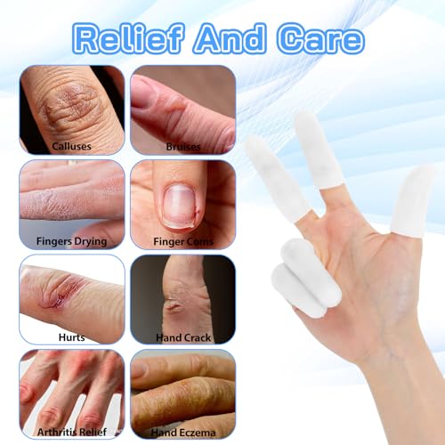 Silicone Finger Protectors - 30 Pcs Reusable Gel Finger Cots - White