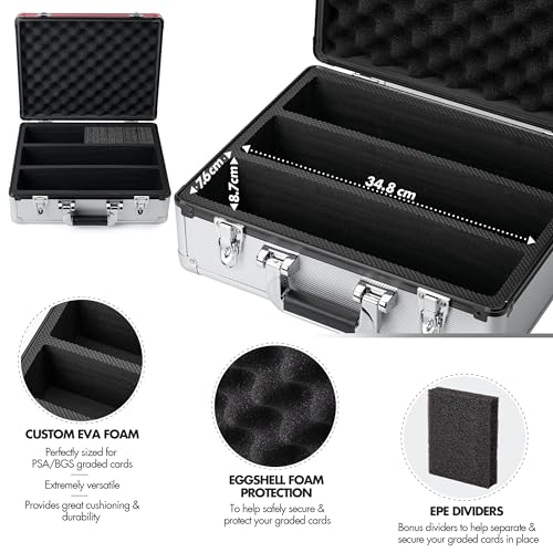 FunGuys Toploader Storage Box for Trading Cards, 3 Rows, Red & Silver, 15.4 x 11.8 x 6.3 Inches