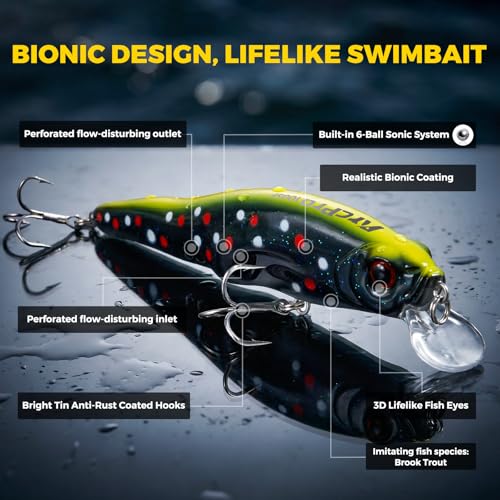 Topwater Fishing Lure - 3 8/9in Hard Swimbait with Hollow Cavity - Salar