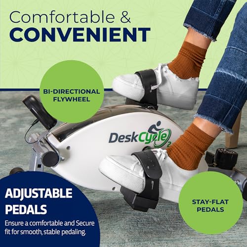 Under Desk Bike Pedal Exerciser - Adjustable Height - White