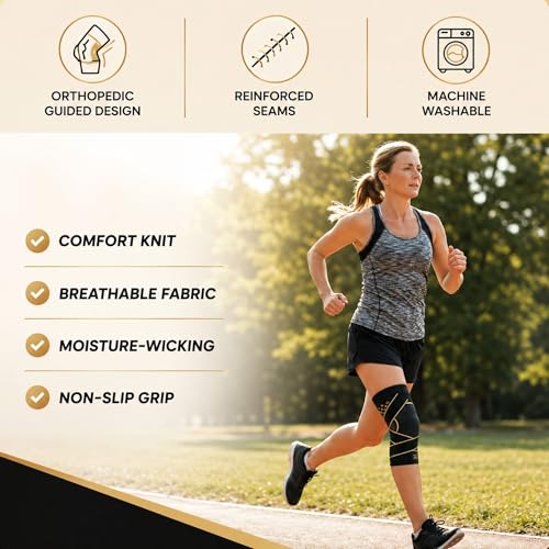 CopperJoint Adjustable Knee Sleeve with Straps Large, Single Support for Men & Women