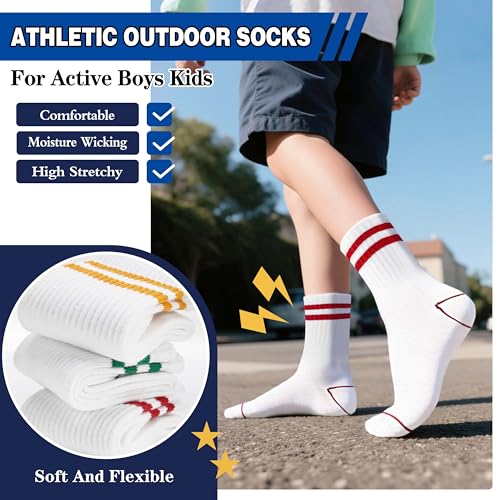 Kids Boys Girls Breathable Cotton Athletic Basketball Socks 6 Pairs