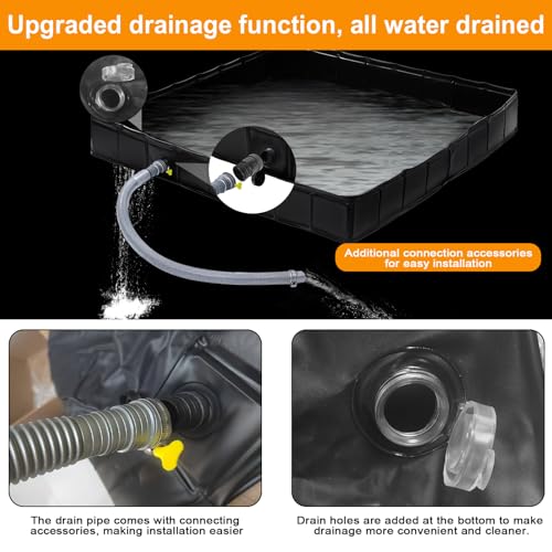Foldable Portable Shower Pan 41x41 Inches with Drain & Mesh Bag for Camping RV Outdoor