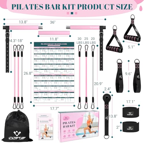 Pilates Bar Kit with Resistance Bands for Full Body Workouts