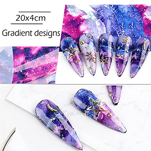 Starry Sky Nail Art Foil Stickers - Flowing Starry Sky, 10 Sheets