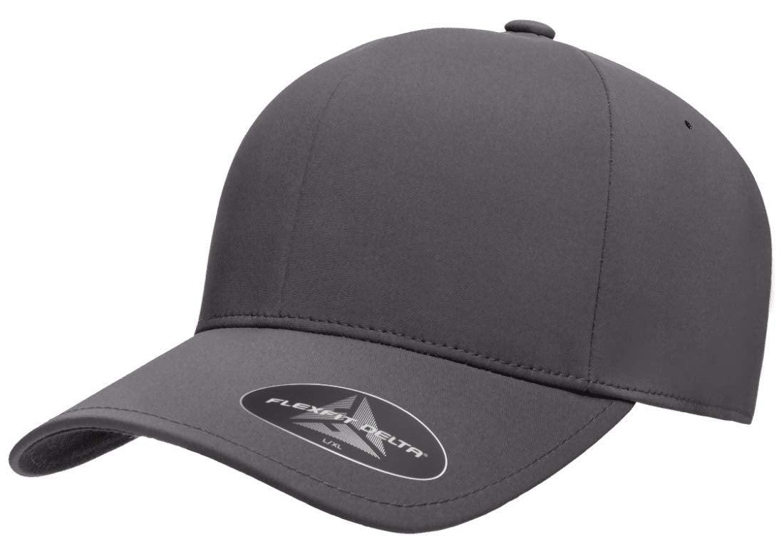 The Hat Pros Flexfit Delta 180 Seamless Stretch-Fitted Hat with 3-Layer Sweatband (Dark Grey, L/XL)