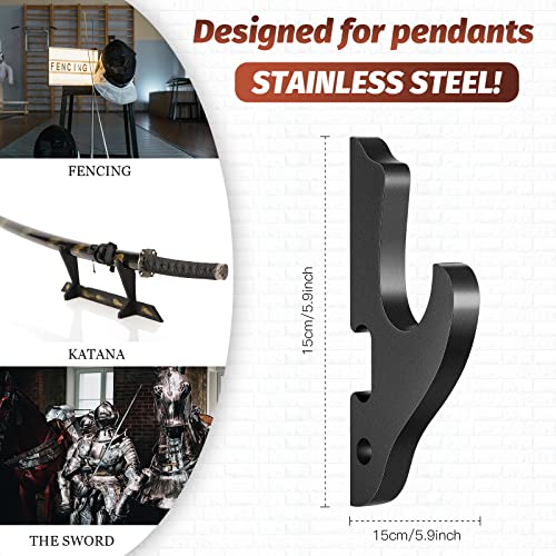 Black 6 Pcs Samurai Sword Wall Mount Hooks Set for Display