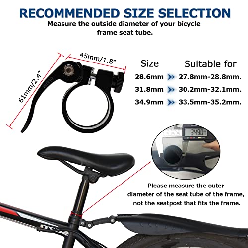Quick Release Bike Seat Post Clamp - 34.9mm - Black