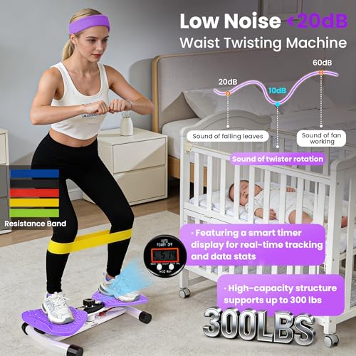 Adjustable Waist Twister Machine with Digital Counter - Purple