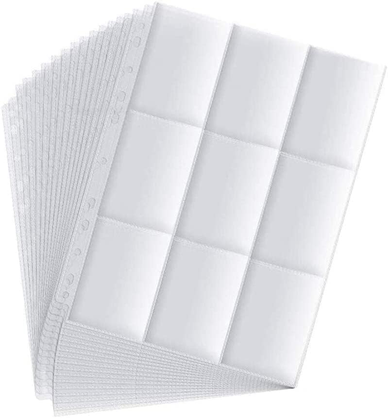 Skiennix 2700 Pockets Trading Card Sleeve Pages - 150 Pack Double-Sided 9-Pocket Protectors for Standard Size Sports Cards
