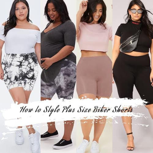QGGQDD Plus Size Black Biker Shorts for Women 8'' High Waist No Pockets 2X-4X