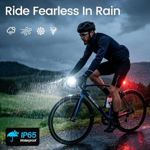 Meliya 1 Set USB Rechargeable Bike Lights Front & Rear 5+6 Modes Waterproof