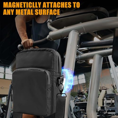 JACZZO Magnetic Gym Bag Double-Layer Small Crossbody Organizer Black