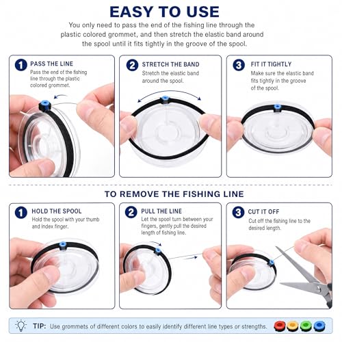 4-Piece Fishing Line Keeper Set - Elastic Fabric Tippet Rings Holder