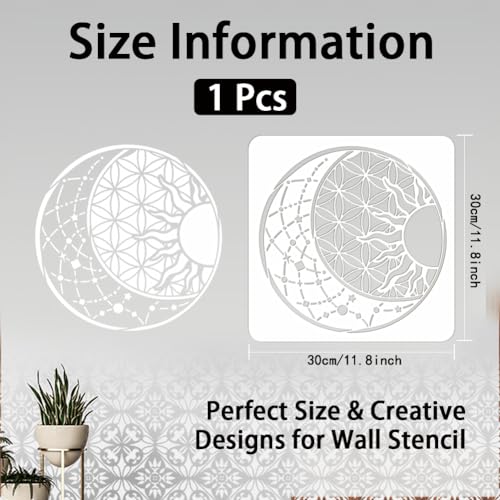 INFUNLY Sun Stencil Flower of Life Mandala Stencil Reusable Stencils for Painting DIY Decorative Stencil Template Flower Stencils Art Templates for Canvas Crafts Wood Wall Furniture