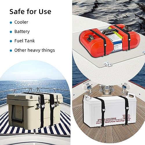 2-Pack 1x4ft Marine Grade Stainless Steel Battery Tie Down Straps for Boats & RVs