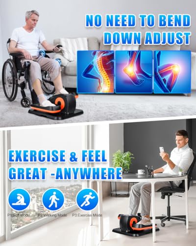 Under Desk Elliptical Machine - Quiet Electric Pedal Exerciser with Remote & 12 Speeds