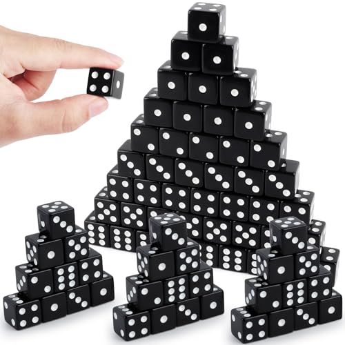 100 Pcs Black Casino Dice Set - 16mm Acrylic Game Dice