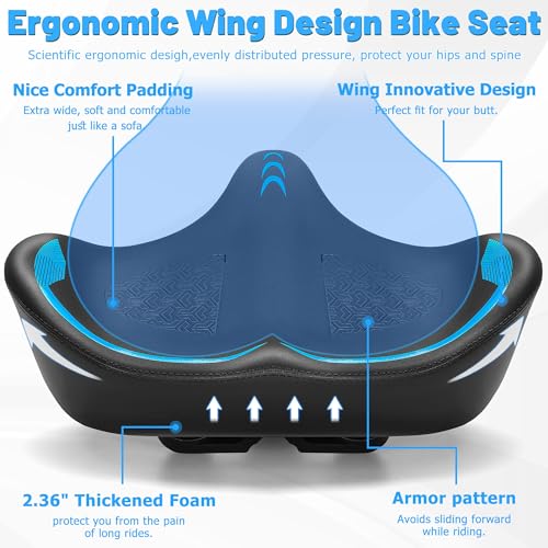 Comfortable Oversized Bike Seat Cushion - Blue Variation