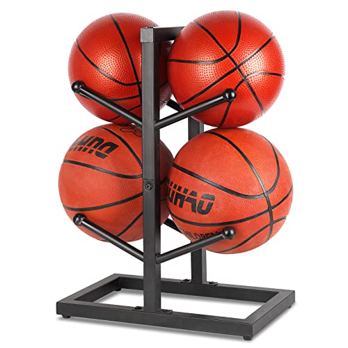 Fitlyiee Small 2-Layer Metal Basketball Storage Rack Indoor Outdoor