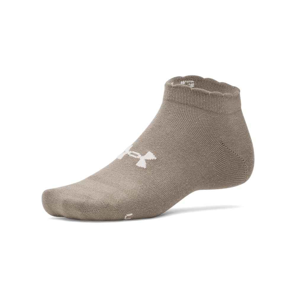 Under Armour Unisex Essential Low Socks 6 Pack, (200) Taupe Dusk/Taupe Dusk/Stone, Small