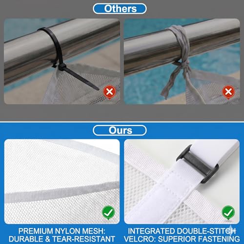 TSFind 4-Pack Poolside Mesh Storage Bags with Adjustable Straps - Large + Small, Easy Install for Above Ground Pool Toys & Noodles