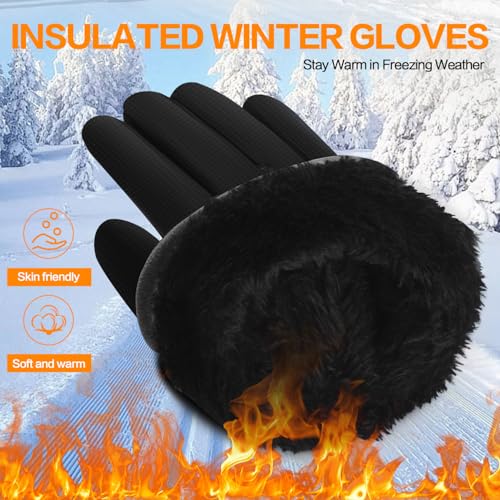 Waterproof Winter Gloves with Cotton Layer - Jet Black, X-Small