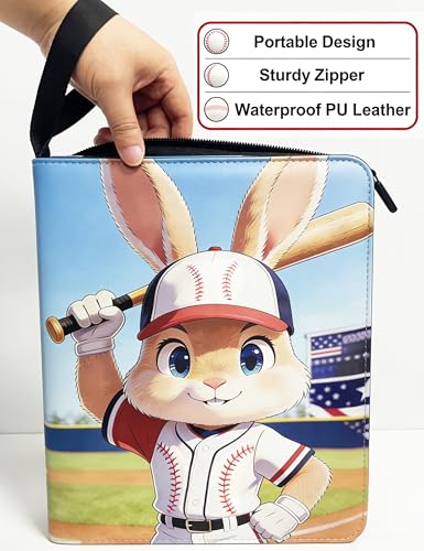 9-Pocket Card Binder - Baseball Rabbit Design with 900 Pockets
