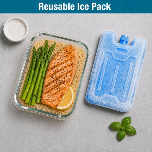 Bodaon 8 Pack Large Reusable Ice Packs for Lunch Boxes & Coolers - Long-lasting Cold
