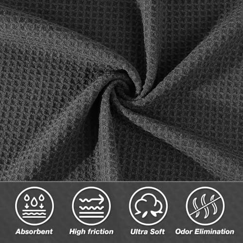 SOOWASH Hot Yoga Mat Towel, Non-Slip Microfiber 26.5x72in (Carbon Black)