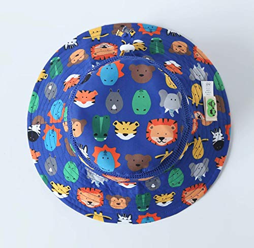 UPF 50+ Wide Brim Sun Hat for Kids - Zoo Design, Ages 4-8