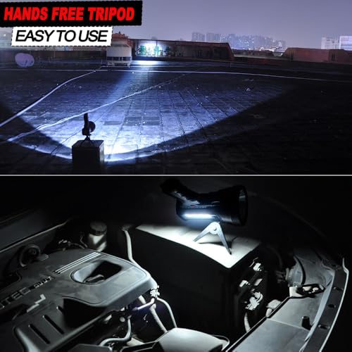 BIGSUN Rechargeable Spotlight, 950000 High Lumens LED Handheld Flashlight with Cob Floodlight and Redlens, Lightweight and Ultra-Long Battery Life Spotlight for House Hunting Boating Camping