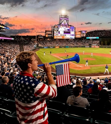 3-Pack USA Flag Cheering Horns - Loud Plastic Noise Makers