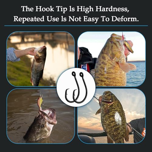High-Carbon Steel Circle Fishing Hooks - 2/0 Size - 10 Pack