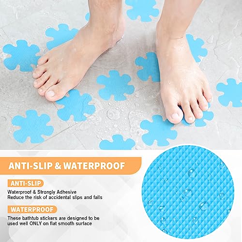 24 PCS Blue Non-Slip Bathtub & Shower Safety Stickers - Flower Shape