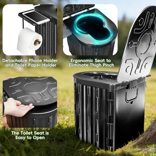 GGC 15-Inch Portable Camping Toilet | Foldable Heavy-Duty Potty for Adults