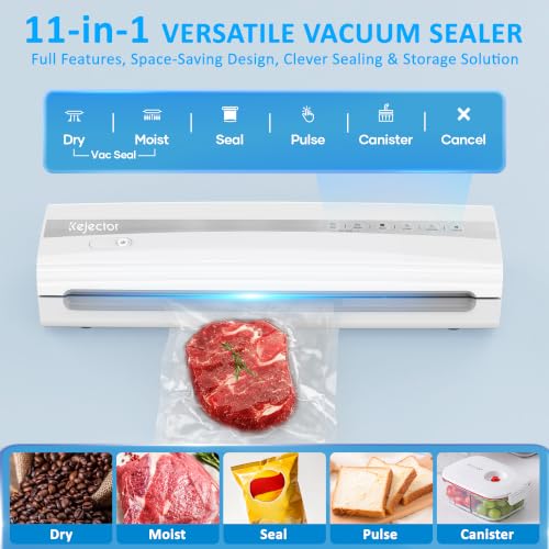 11-in-1 Food Vacuum Sealer with Moisture Sensor - White