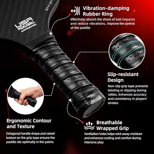 Pickleball Paddle Set - USAPA Approved, Lightweight 2-Pack - Black