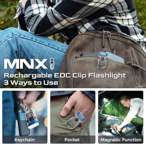 Rechargeable EDC Clip Flashlight, 10 Lighting Modes 2 Illumination Angles, USB C Charging Mini Flashlight Magnetic for Home, Christmas Gift, Walk, Emergency, Night Working, 4 Pack, Orange