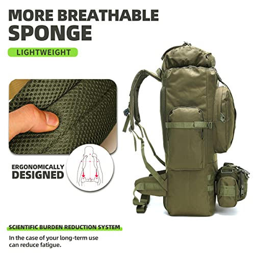 King'sGuard Army Green 100L Molle Camping Hiking Backpack Tactical Rucksack