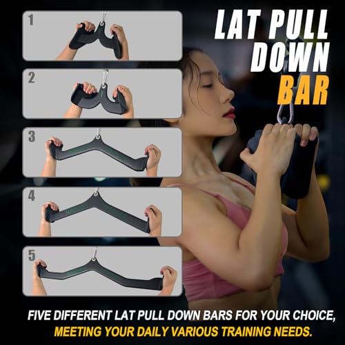 Lat Pulldown Bar Attachment for Cable Machines - Ergonomic Rubber Handles