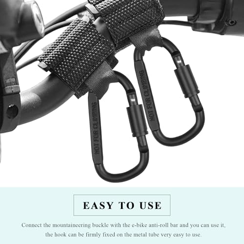 2PCS Heavy Duty Scooter Handlebar Hook - Adjustable Carabiner for Helmet - Black