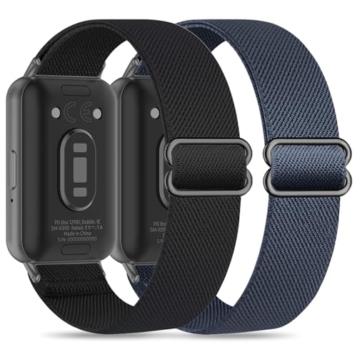 Stretchy Nylon Sport Strap for Samsung Galaxy Fit 3 - Black/Dark Blue