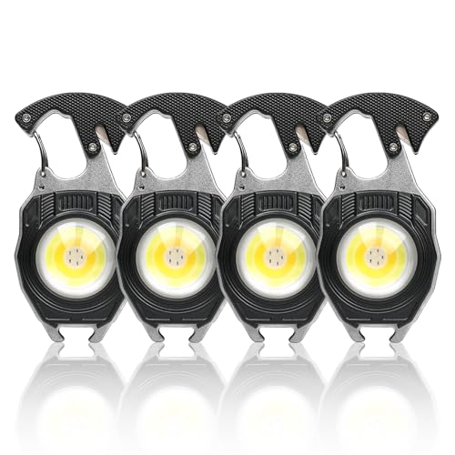 MAKDAK 4PC Keychain Flashlight Rechargeable Cob Keychain Work Light 7 Modes 1600Lumen High Lumen Flashlights for Emergencies,EDC