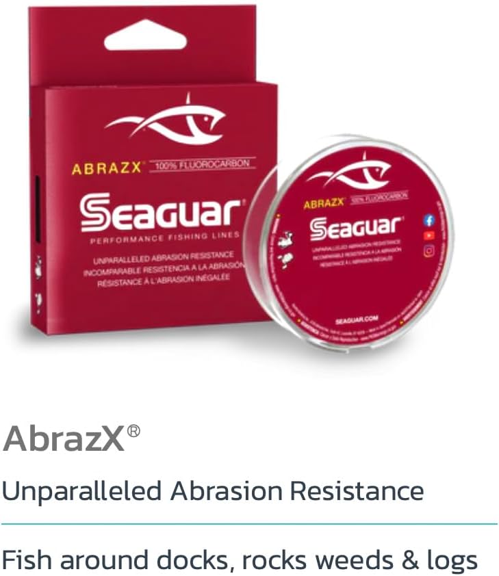 Seaguar AbrazX Fluorocarbon Fishing Line - Abrasion Resistant for Freshwater | Ideal for Docks, Rocks, Weeds