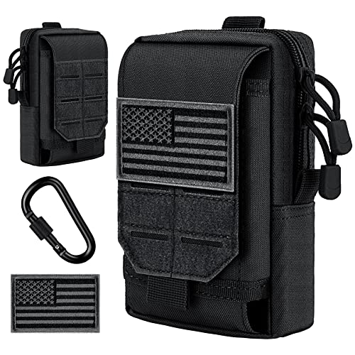IronSeals Tactical Molle Phone Pouch Black for iPhone & Galaxy - Utility Waist Pack