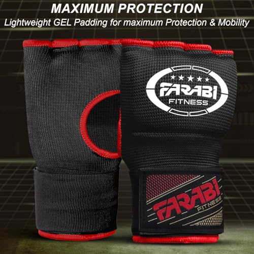 Farabi Sports 32in Gel-Padded Boxing Hand Wraps - Black Small/Medium (Men & Women)