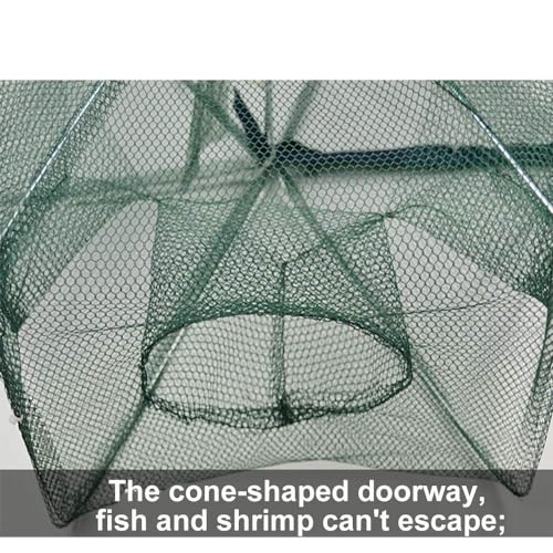 HunterBee 1Pc Foldable Fish Trap with 6 Holes – Portable Crawfish, Crab & Shrimp Bait Net