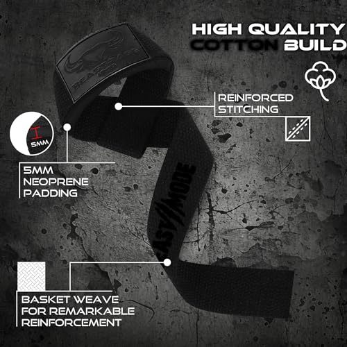 Lifting Wrist Straps with Neoprene Padding - Black Gel