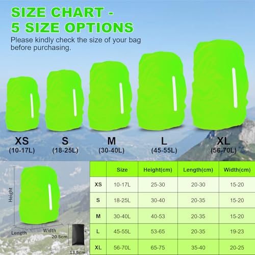 Waterproof Rain Cover for Backpack - S Size (18L-25L) Green